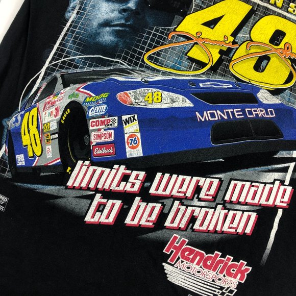 Jimmie Johnson NASCAR Shirt Men's Medium Black Colorful No Limits Racing Tee #48 - Picture 11 of 15